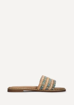 Linzi Mariana Blue Bohemian Inspired Flat Slider Sandal