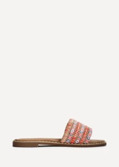 Linzi Mariana Orange Bohemian Inspired Flat Slider Sandal