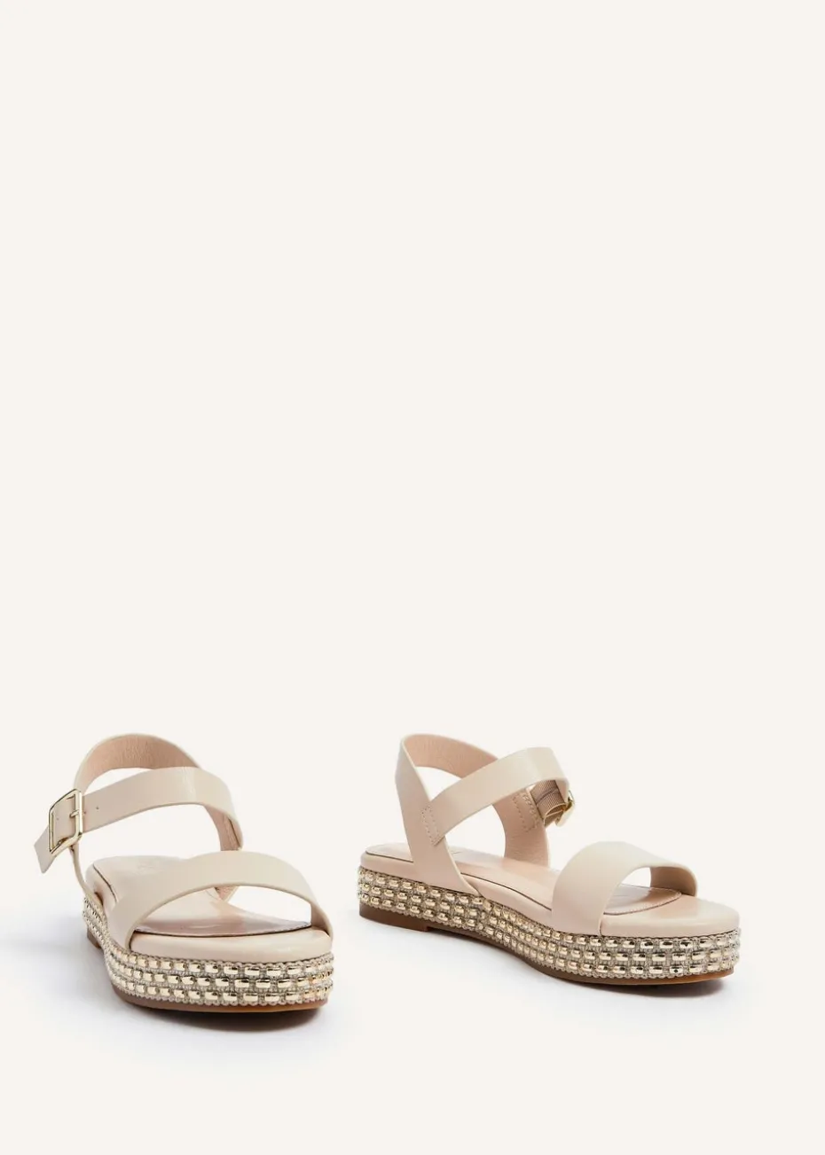 Linzi Marine Nude Faux Leather Flatform Sandal