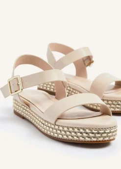 Linzi Marine Nude Faux Leather Flatform Sandal