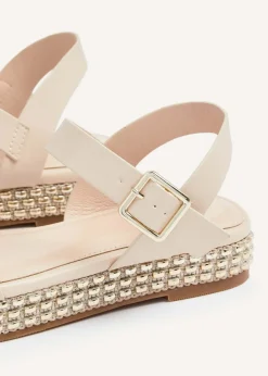 Linzi Marine Nude Faux Leather Flatform Sandal