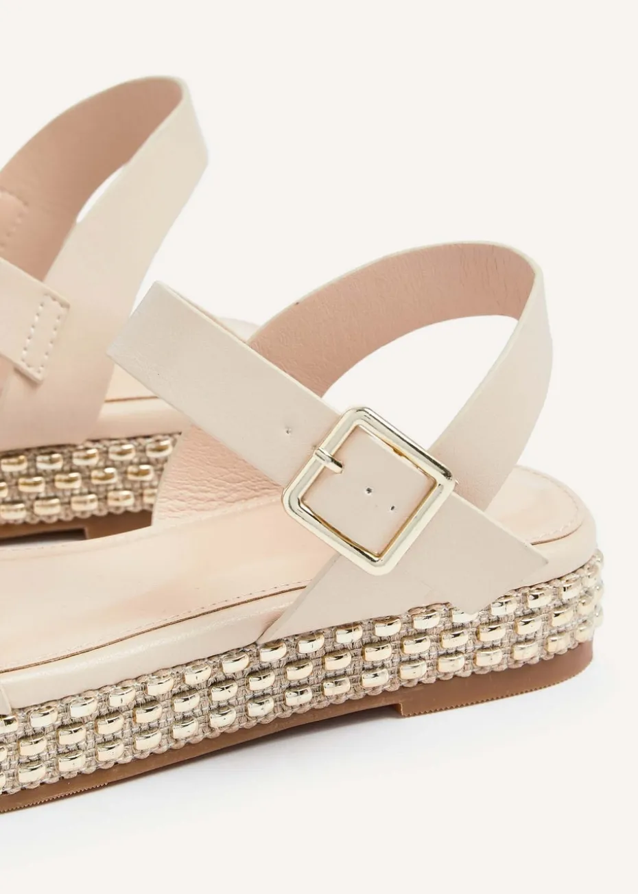 Linzi Marine Nude Faux Leather Flatform Sandal