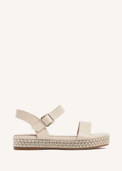 Linzi Marine Nude Faux Leather Flatform Sandal