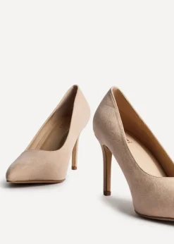 Linzi Martina Wide Fit Nude Faux Suede Classic Court Heel