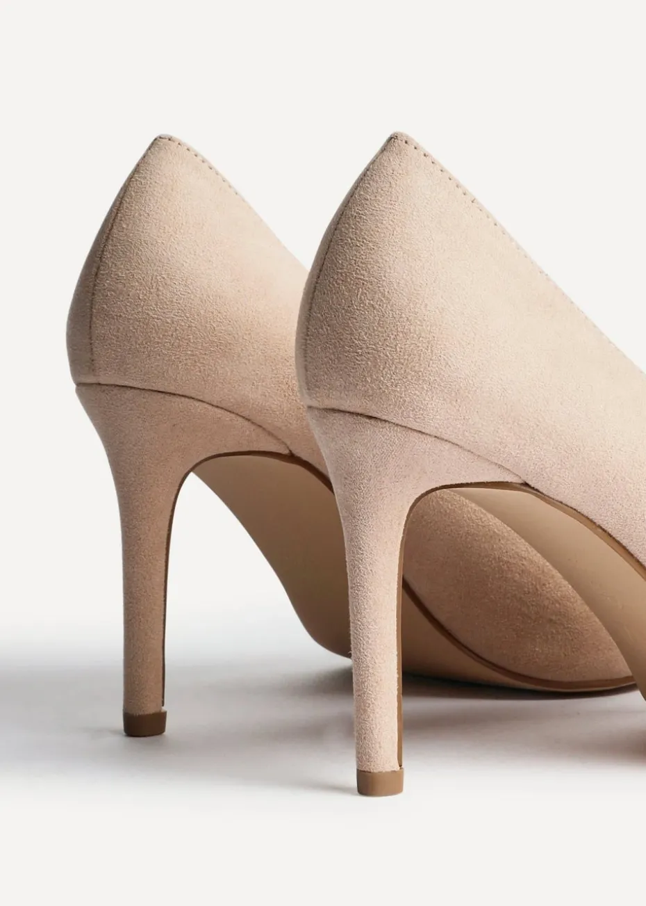 Linzi Martina Wide Fit Nude Faux Suede Classic Court Heel