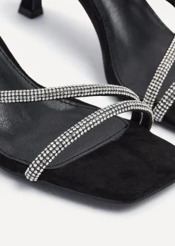 Linzi Mayfair Black Suede Diamante Heeled Sandal