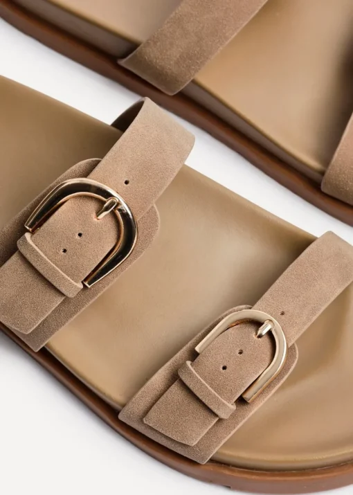 Linzi Miko Taupe Nubuck Flat Sandal