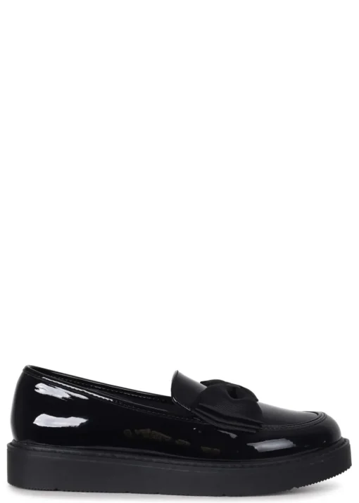 Linzi Nadia Black Faux Patent Loafer