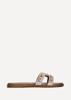 Linzi Nerissa Multi Beaded Diamante Flat Slider Sandal