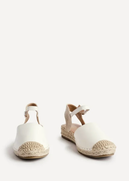 Linzi Neroli White Faux Leather Closed Toe Espadrille Flatform Sandal