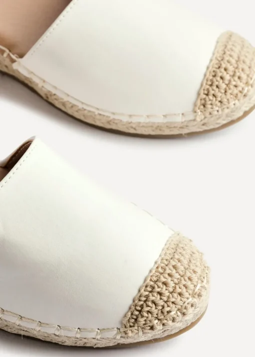 Linzi Neroli White Faux Leather Closed Toe Espadrille Flatform Sandal