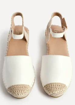 Linzi Neroli White Faux Leather Closed Toe Espadrille Flatform Sandal