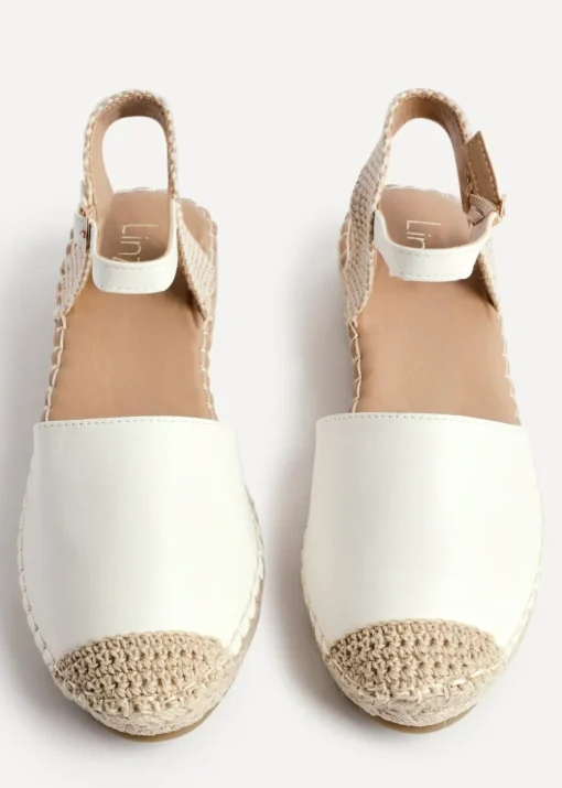 Linzi Neroli White Faux Leather Closed Toe Espadrille Flatform Sandal