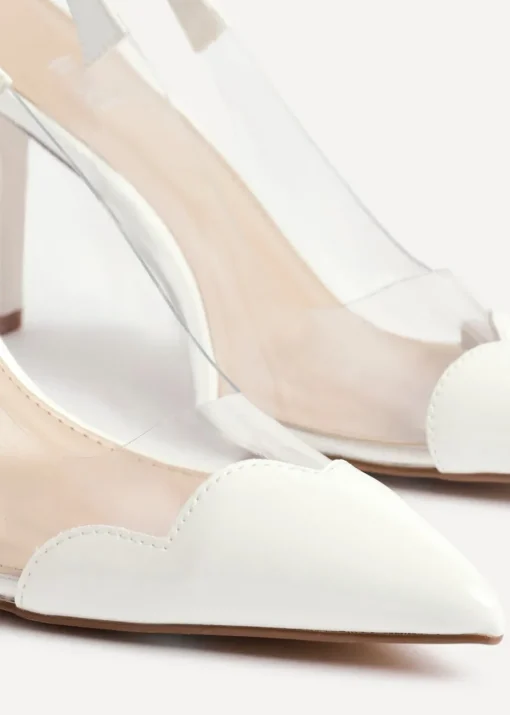 Linzi Nolita White Perspex Patent Mix Slingback Court Heels