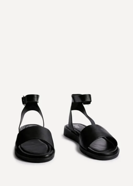 Linzi Nora Black Faux Leather Footbed Two Part Sandal