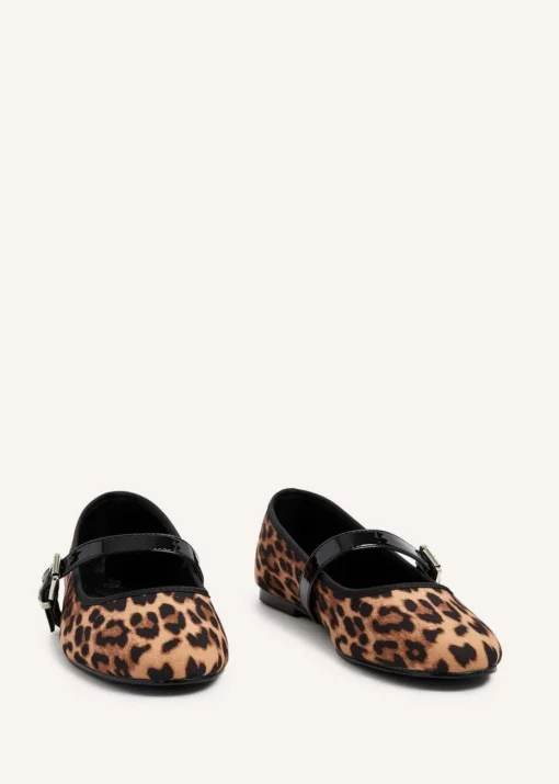 Linzi Odette Leopard Print Faux Suede Mary Jane Pumps