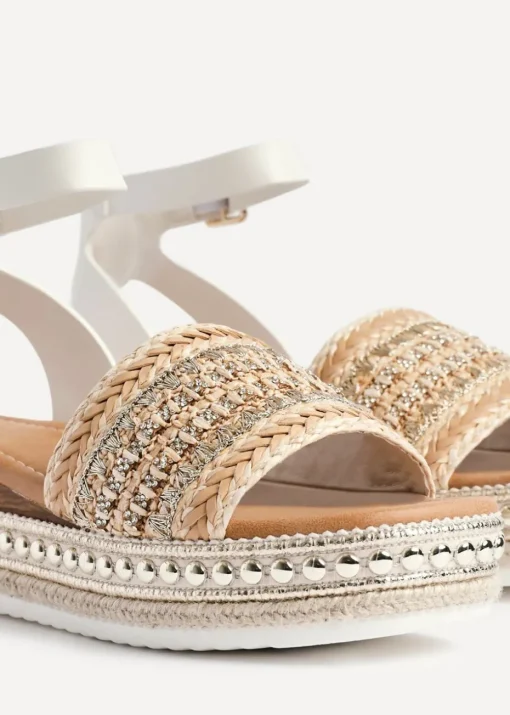 Linzi Opulant Gold Embellished Espadrille Flatform Sandals