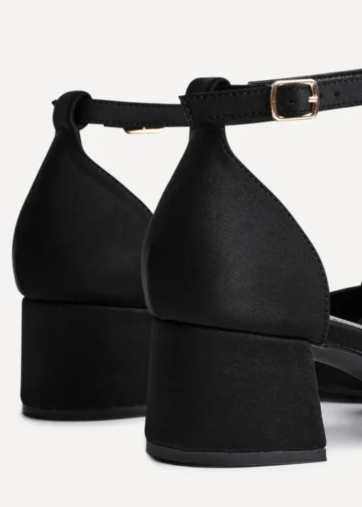 Linzi Orla Black Scuba Low Block Court Heel