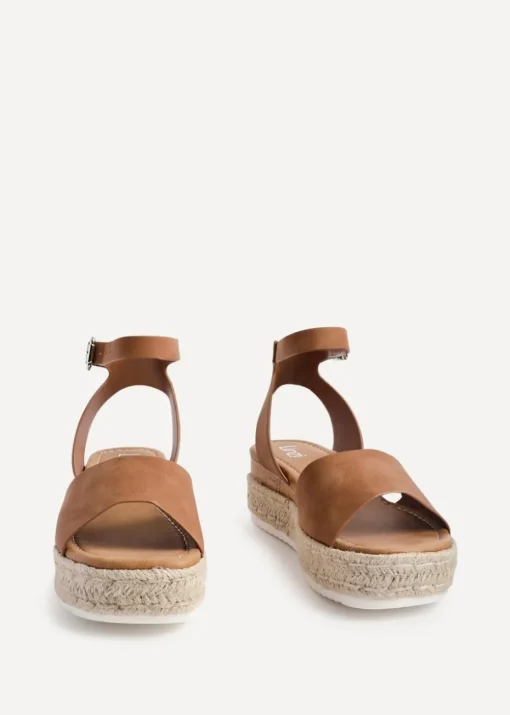 Linzi Paradise Tan Nubuck Espadrille Flatform Sandals