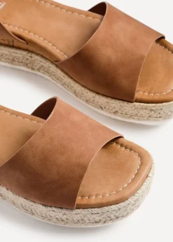 Linzi Paradise Tan Nubuck Espadrille Flatform Sandals