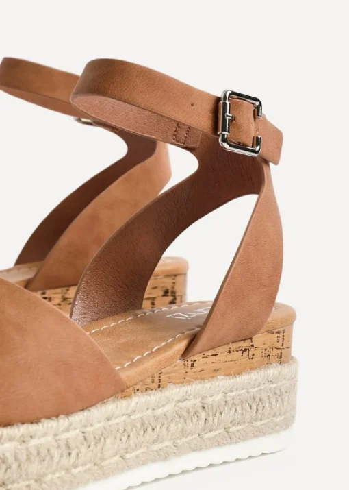 Linzi Paradise Tan Nubuck Espadrille Flatform Sandals
