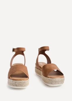 Linzi Paradise Tan Nubuck Espadrille Flatform Sandals
