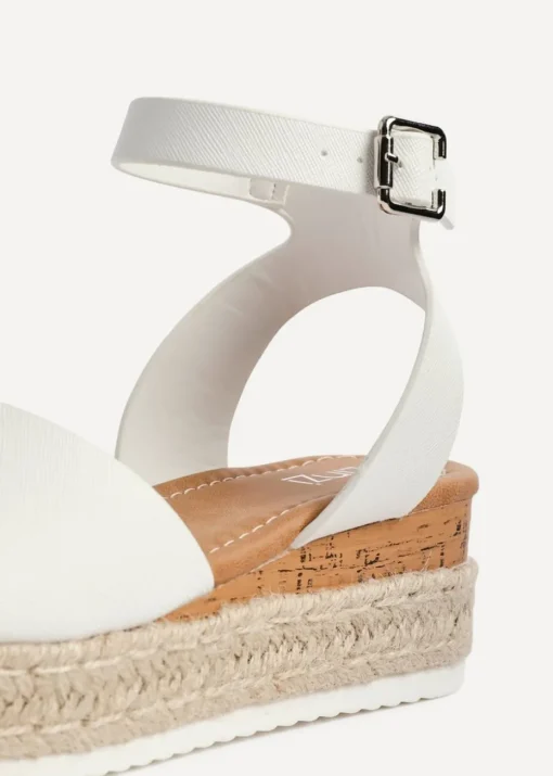 Linzi Paradise White Faux Leather Espadrille Flatform Sandals