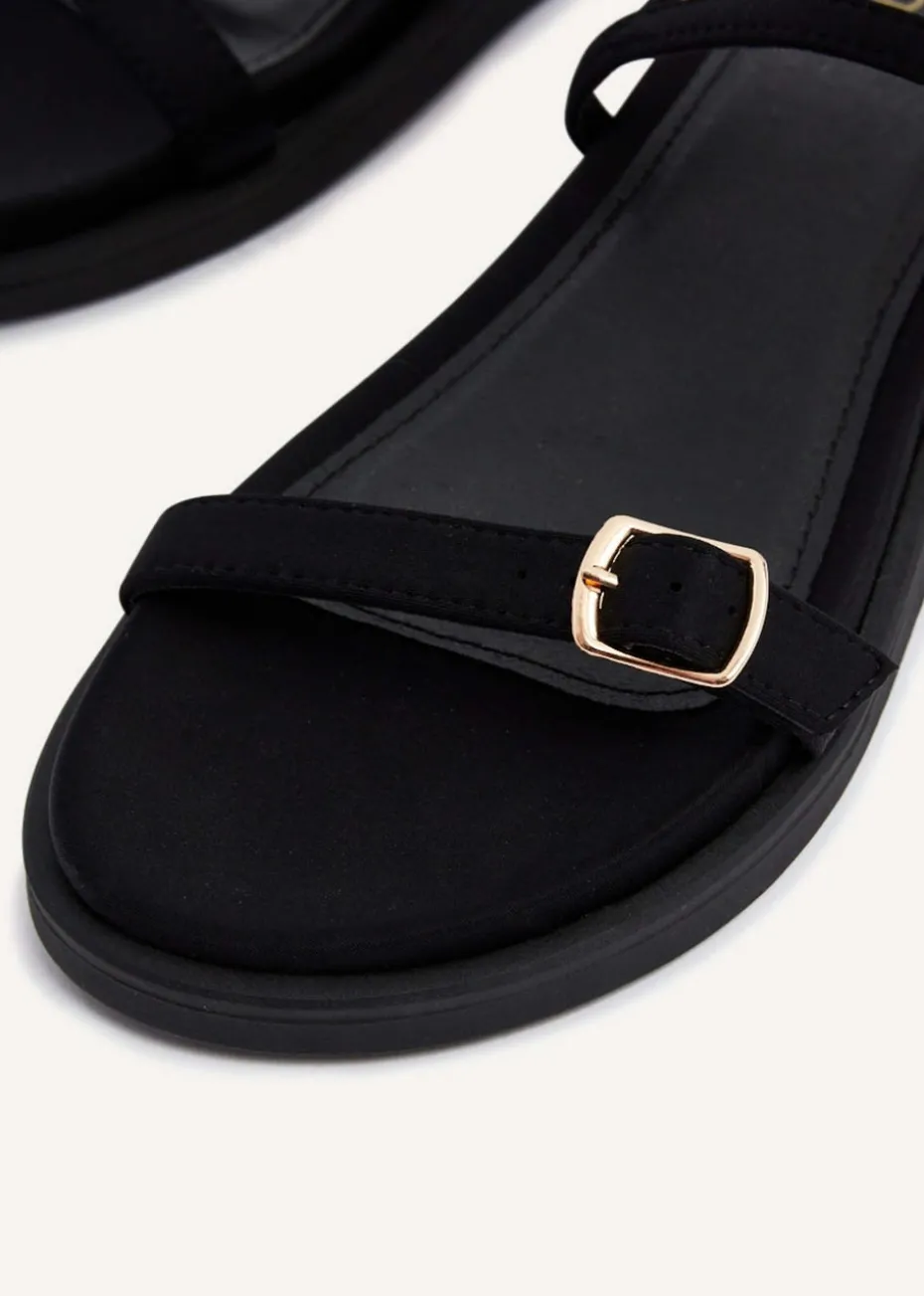 Linzi Phoenix Black Scuba Footbed Gladiator Style Sandals