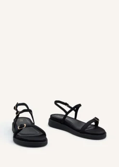 Linzi Phoenix Black Scuba Footbed Gladiator Style Sandals