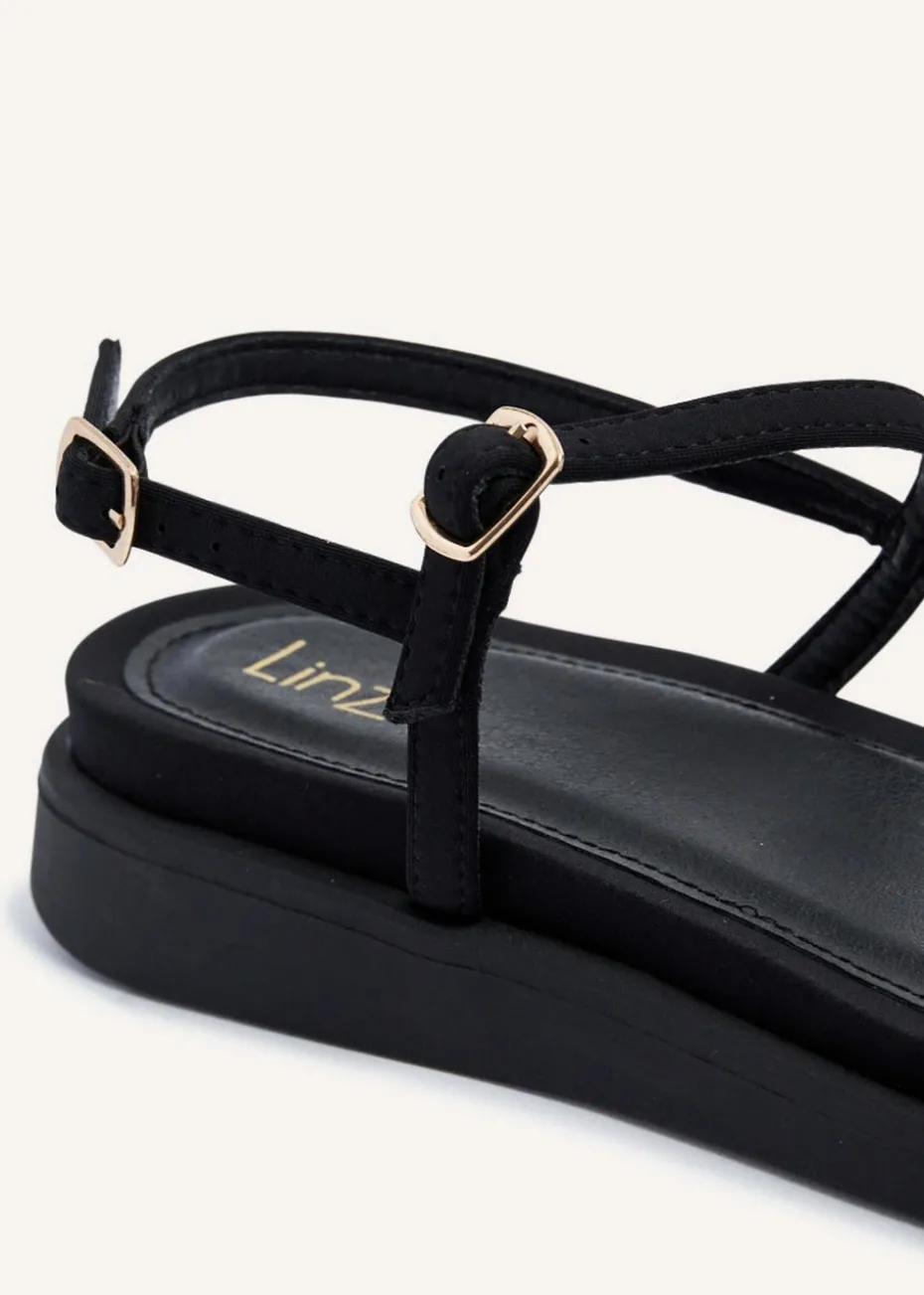 Linzi Phoenix Black Scuba Footbed Gladiator Style Sandals