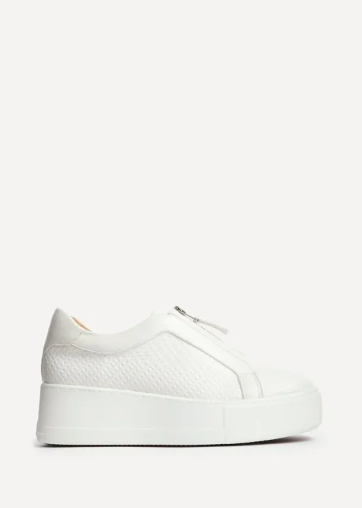 Linzi Piper White Faux Leather Platform Trainer