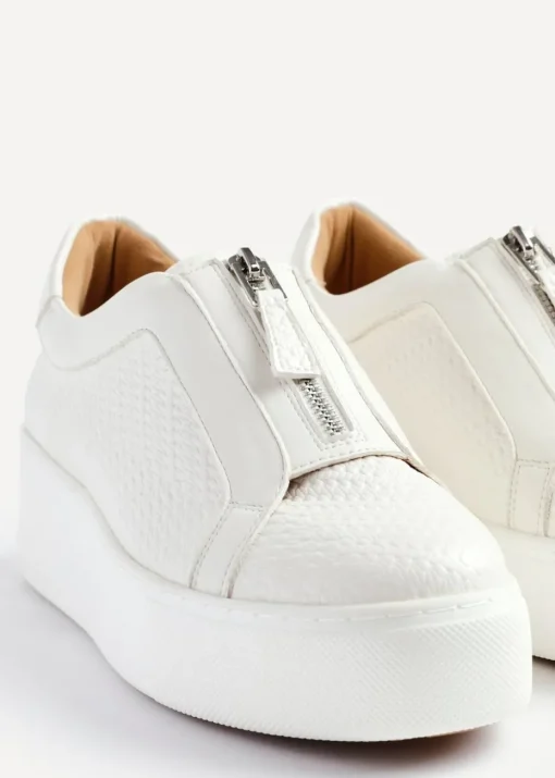 Linzi Piper White Faux Leather Platform Trainer