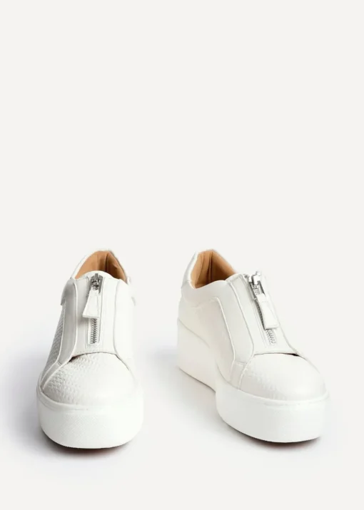 Linzi Piper White Faux Leather Platform Trainer