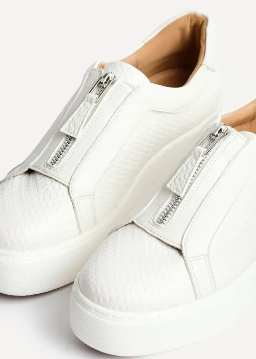 Linzi Piper White Faux Leather Platform Trainer
