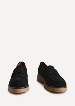 Linzi Poised Black Suede Classic Loafer
