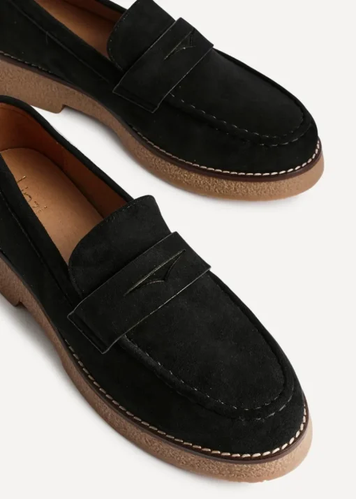 Linzi Poised Black Suede Classic Loafer