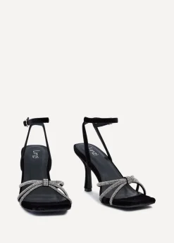 Linzi Polly Black Velvet Stiletto Heeled Sandal