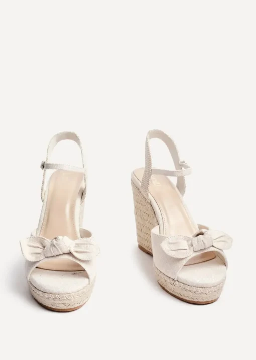 Linzi Portofino Beige Canvas Espadrille Wedge