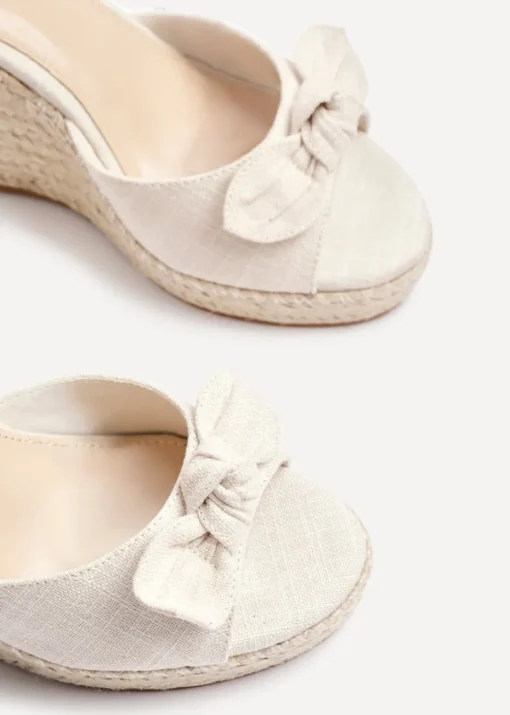 Linzi Portofino Beige Canvas Espadrille Wedge