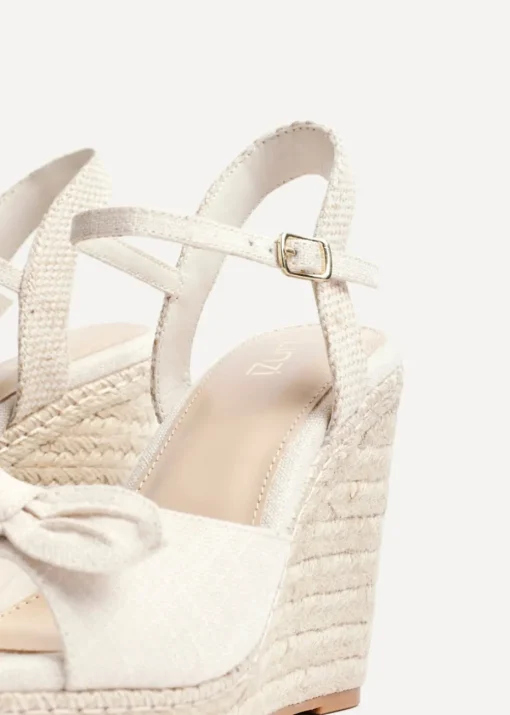 Linzi Portofino Beige Canvas Espadrille Wedge