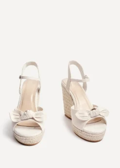 Linzi Portofino Beige Canvas Espadrille Wedge