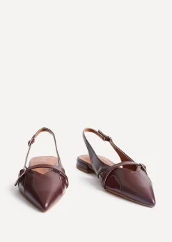 Linzi Prague Burgundy Faux Leather Pointed Toe Ballet Flat