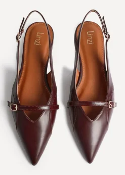 Linzi Prague Burgundy Faux Leather Pointed Toe Ballet Flat