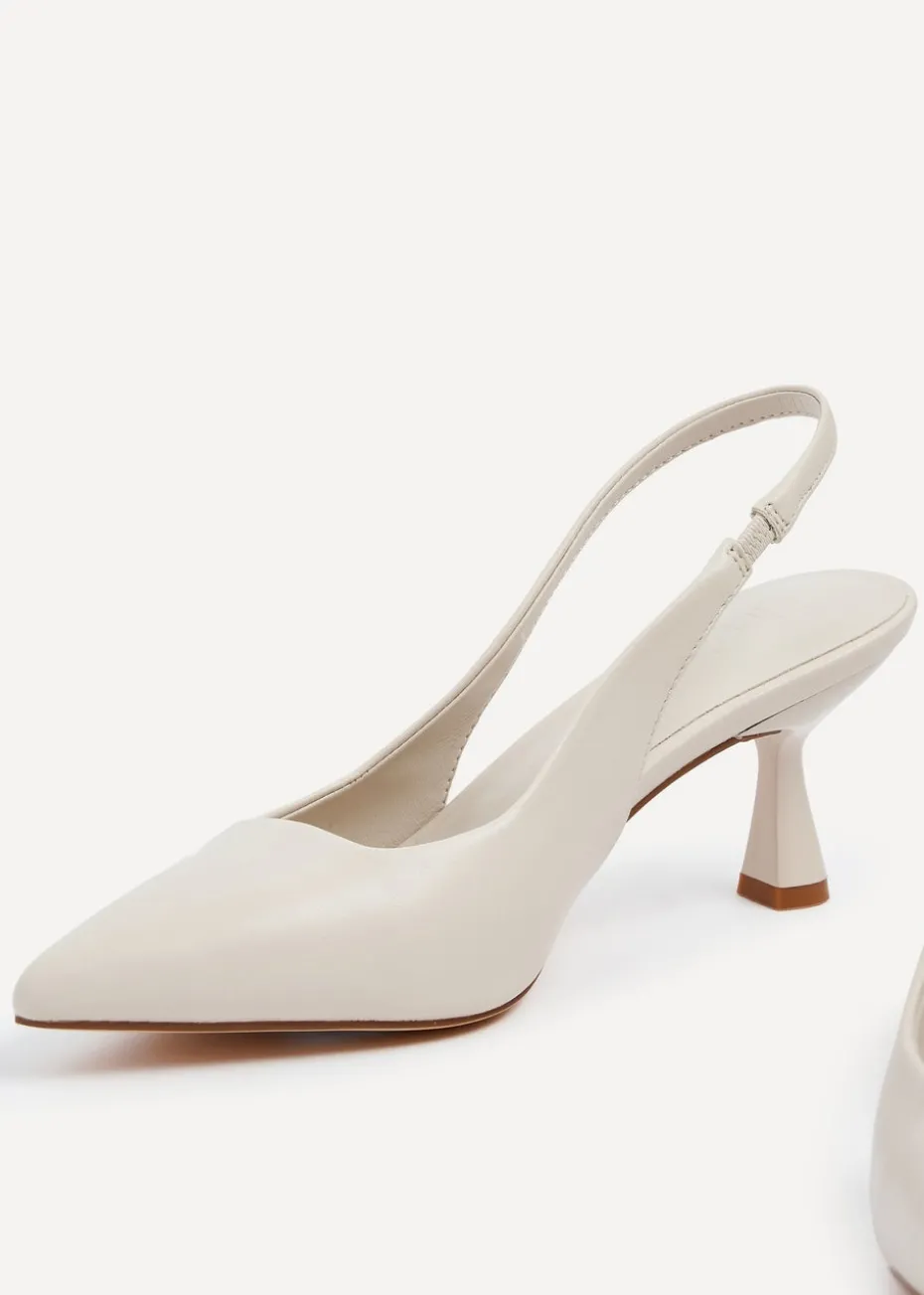 Linzi Presley Sand Faux Leather Sling Back Low Court Heel