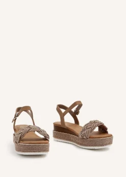 Linzi Puglia Mocha Plaited Wedged Flatform