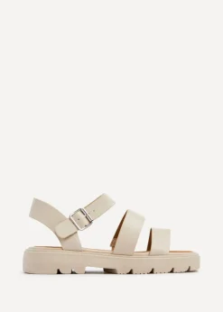 Linzi Ramona Nude Faux Leather Gladiator Style Two Strap Sandal
