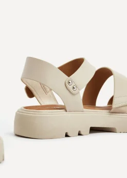 Linzi Ramona Nude Faux Leather Gladiator Style Two Strap Sandal