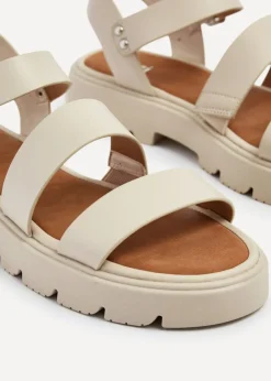 Linzi Ramona Nude Faux Leather Gladiator Style Two Strap Sandal