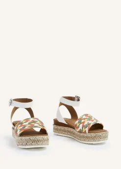 Linzi Raya White Faux Leather Flatform