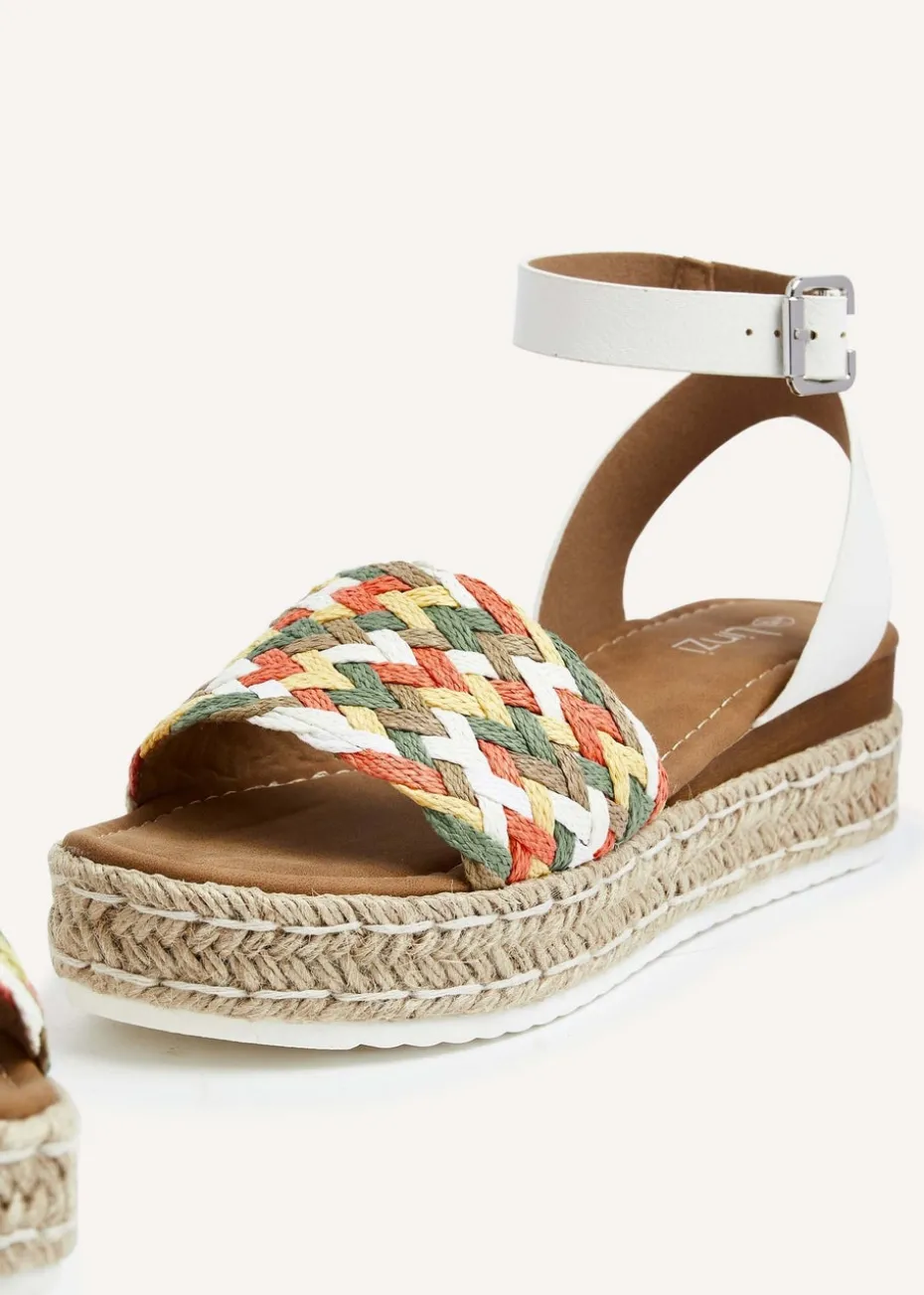 Linzi Raya White Faux Leather Flatform